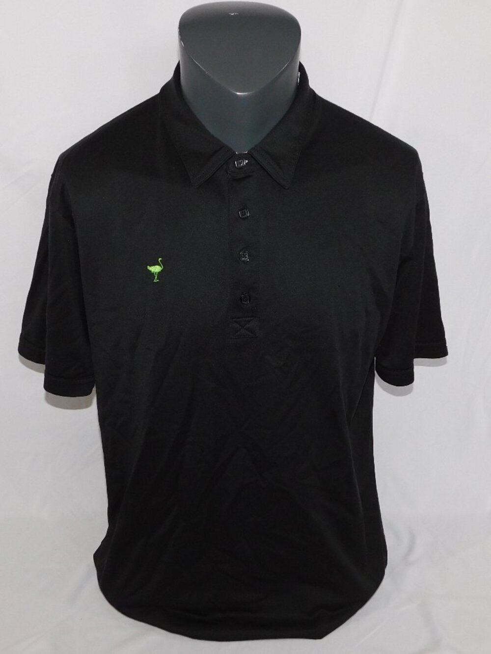 Travis Mathew x Chive Black Golf Polo Shirt Green Ostrich Mens XL